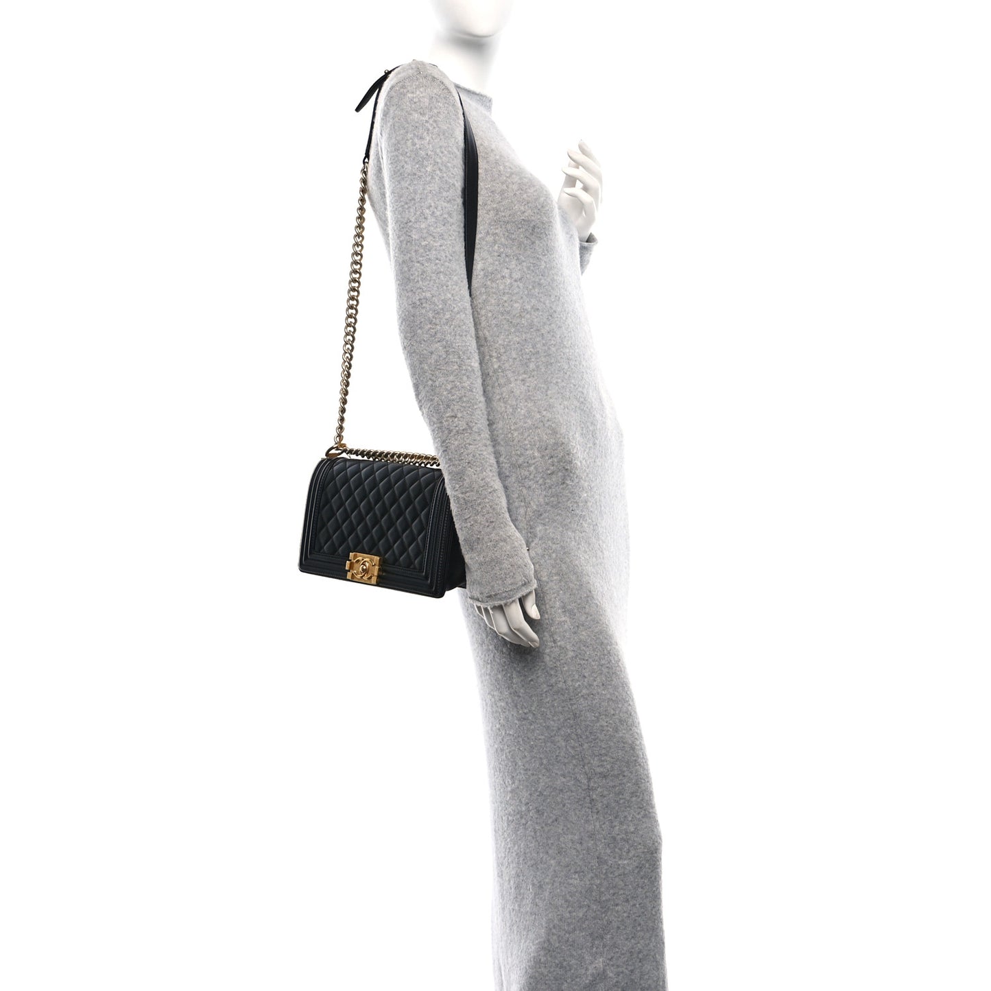 Lambskin Quilted Medium Boy Flap Black