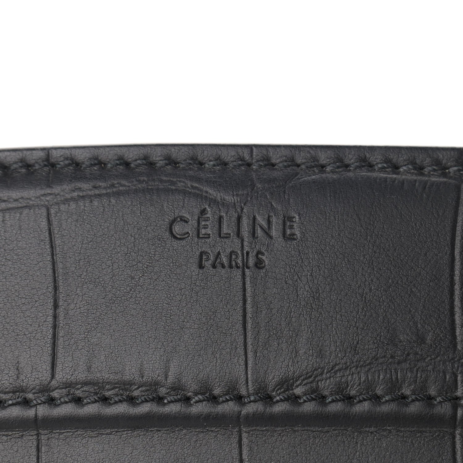 Celine Calfskin Crocodile Embossed Medium Phantom Luggage Black 6 of 12