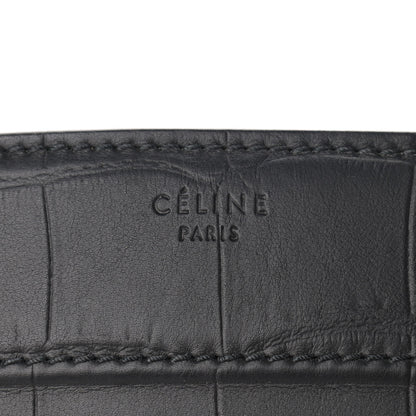 Celine Calfskin Crocodile Embossed Medium Phantom Luggage Black 6 of 12