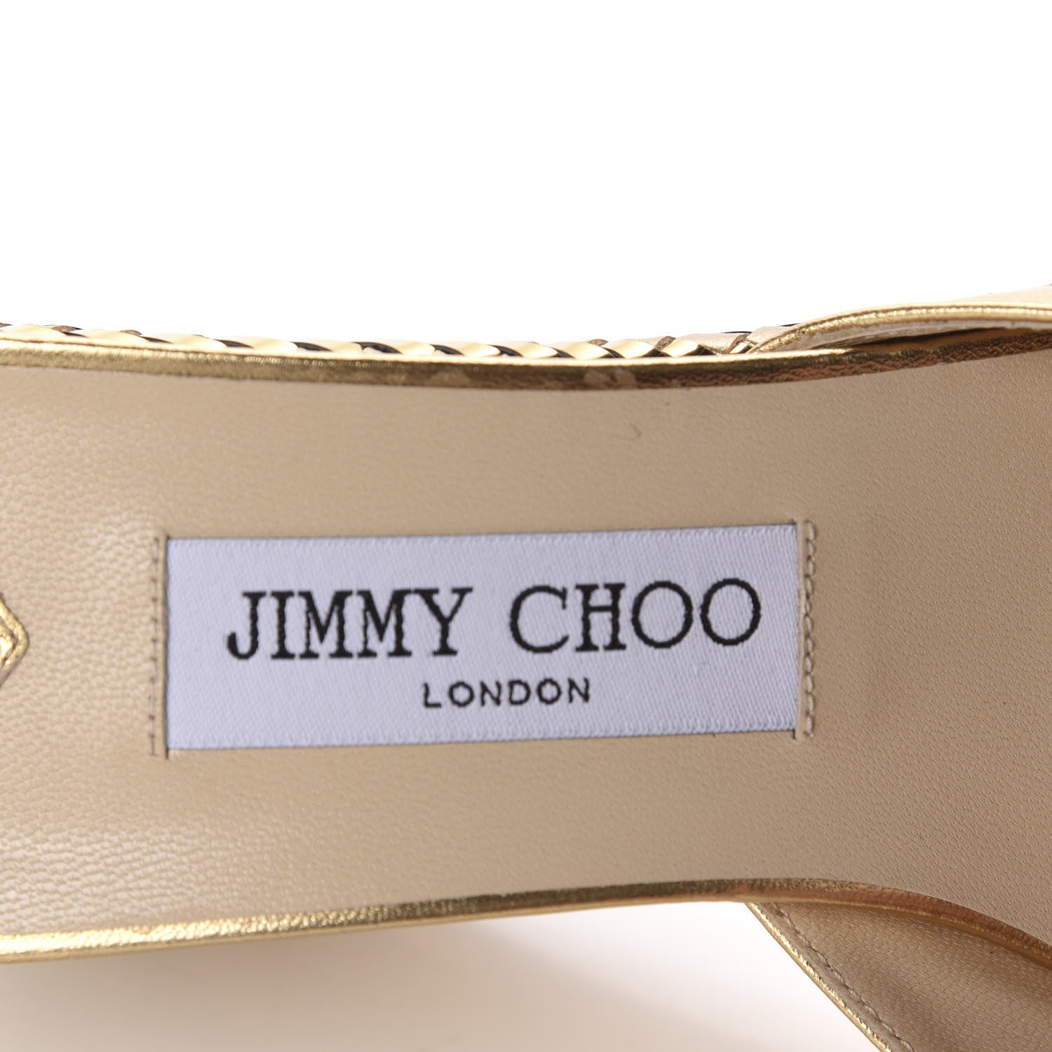 Jimmy Choo Metallic Nappa Woven Almer 80 Wedge Sandals 41 Gold 7 of 10