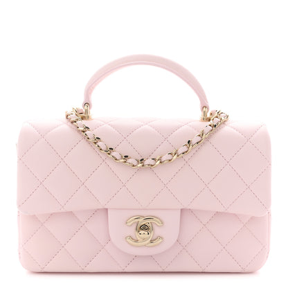 Chanel Lambskin Quilted Mini Top Handle Rectangular Flap Light Pink 1 of 12