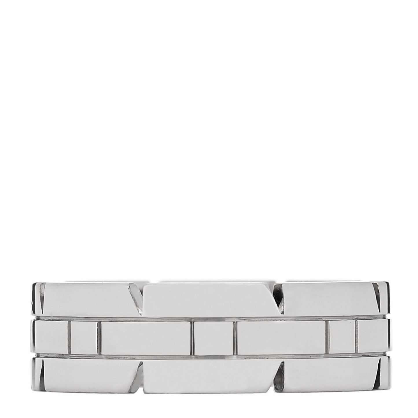 18K White Gold 7mm Tank Francaise Band Ring 62 10