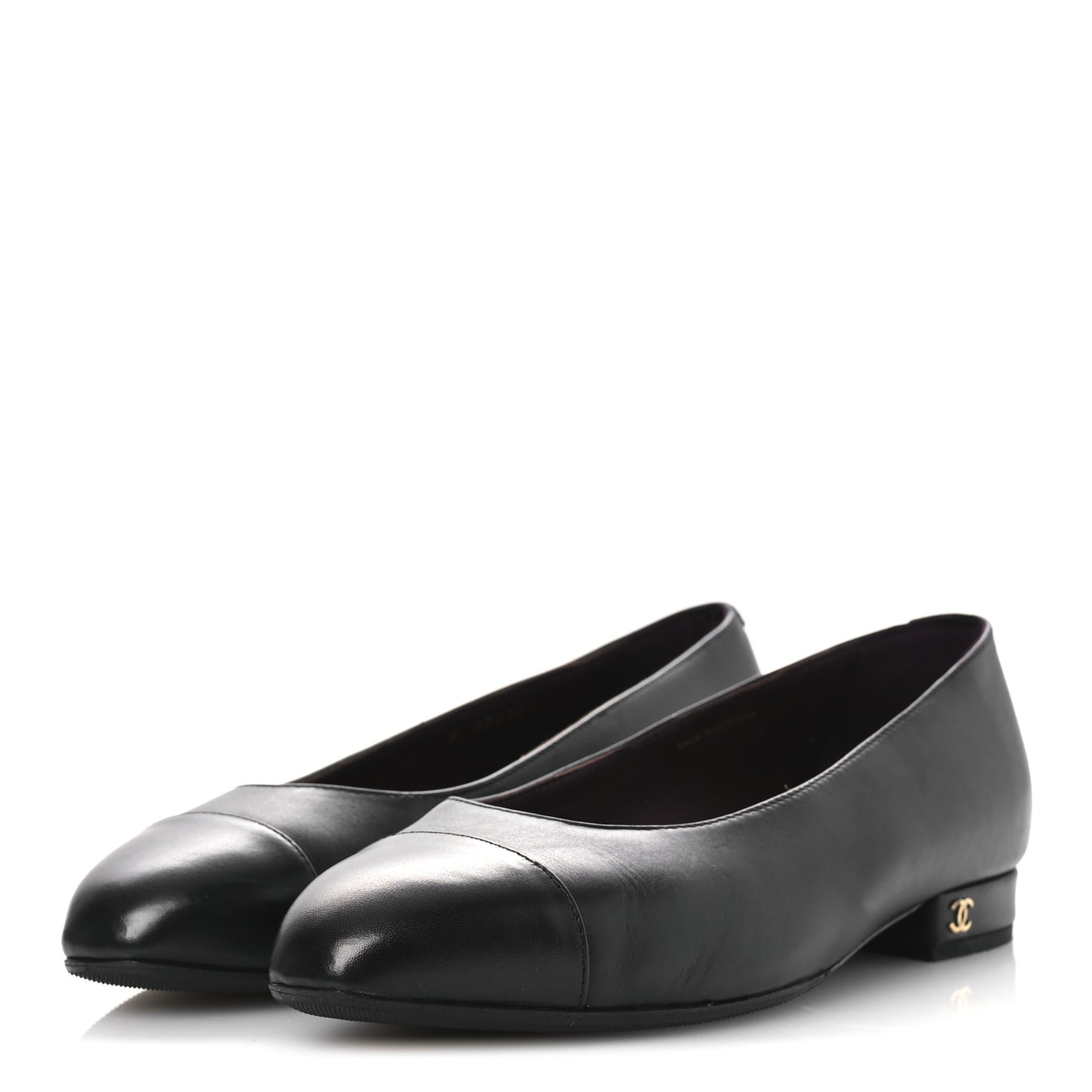 Lambskin Cap Toe CC Uniform Pumps 36 Black