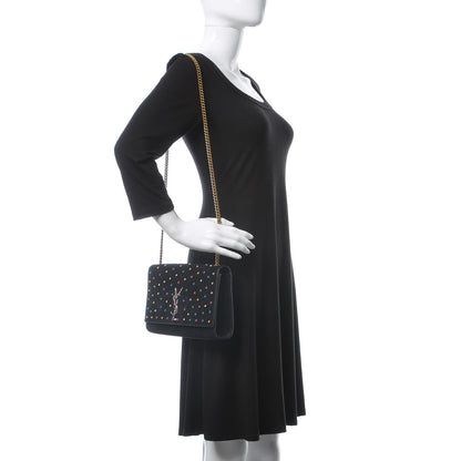Saint Laurent Suede Crystal Medium Classic Monogram Kate Satchel Black 2 of 15