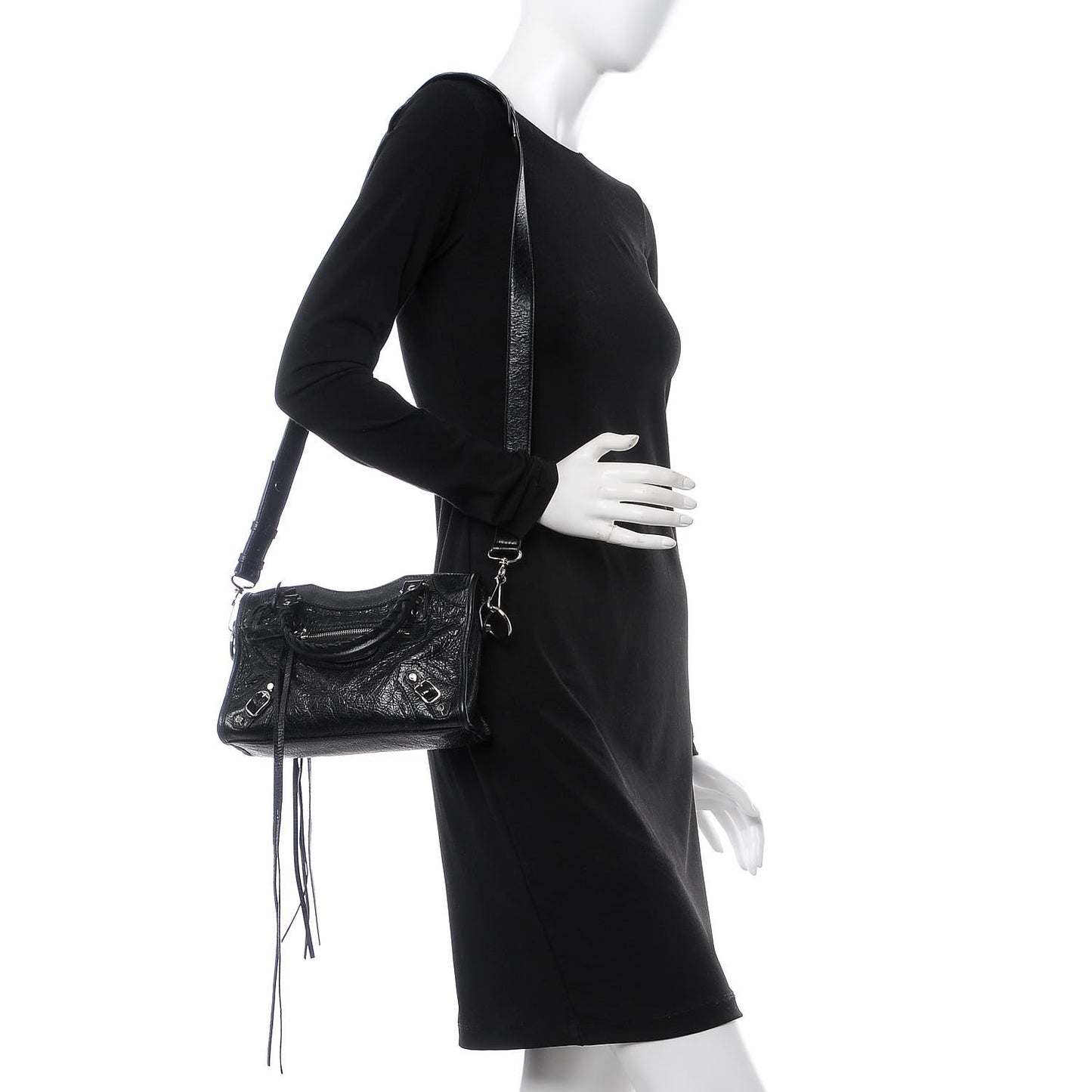 Agneau Classic Silver Hardware Mini City Black