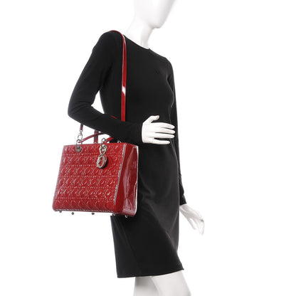Christian Dior Patent Cannage Large Lady Dior Red 3 of 8