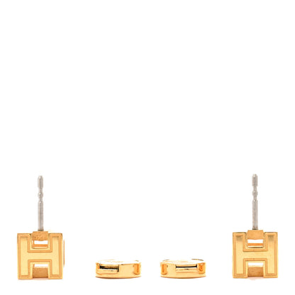 Hermes Gold Lacquered Cage d'H Earrings Anemone 3 of 7