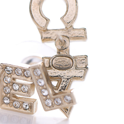 Chanel Crystal Pearl Signature Stud Earrings Gold 2 of 3