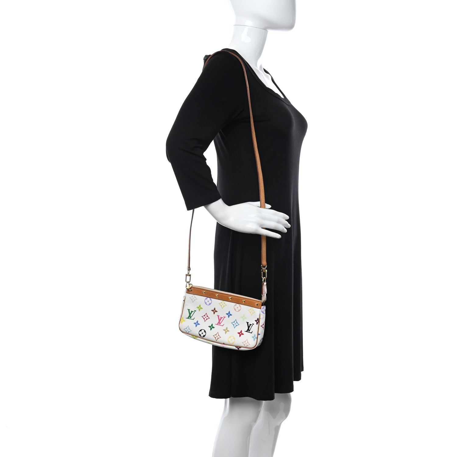 Louis Vuitton Monogram Multicolor Pochette Accessories White Long Strap 2 of 10