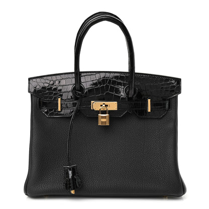 Hermes Togo Shiny Niloticus Crocodile Birkin Touch 30 Black 1 of 11