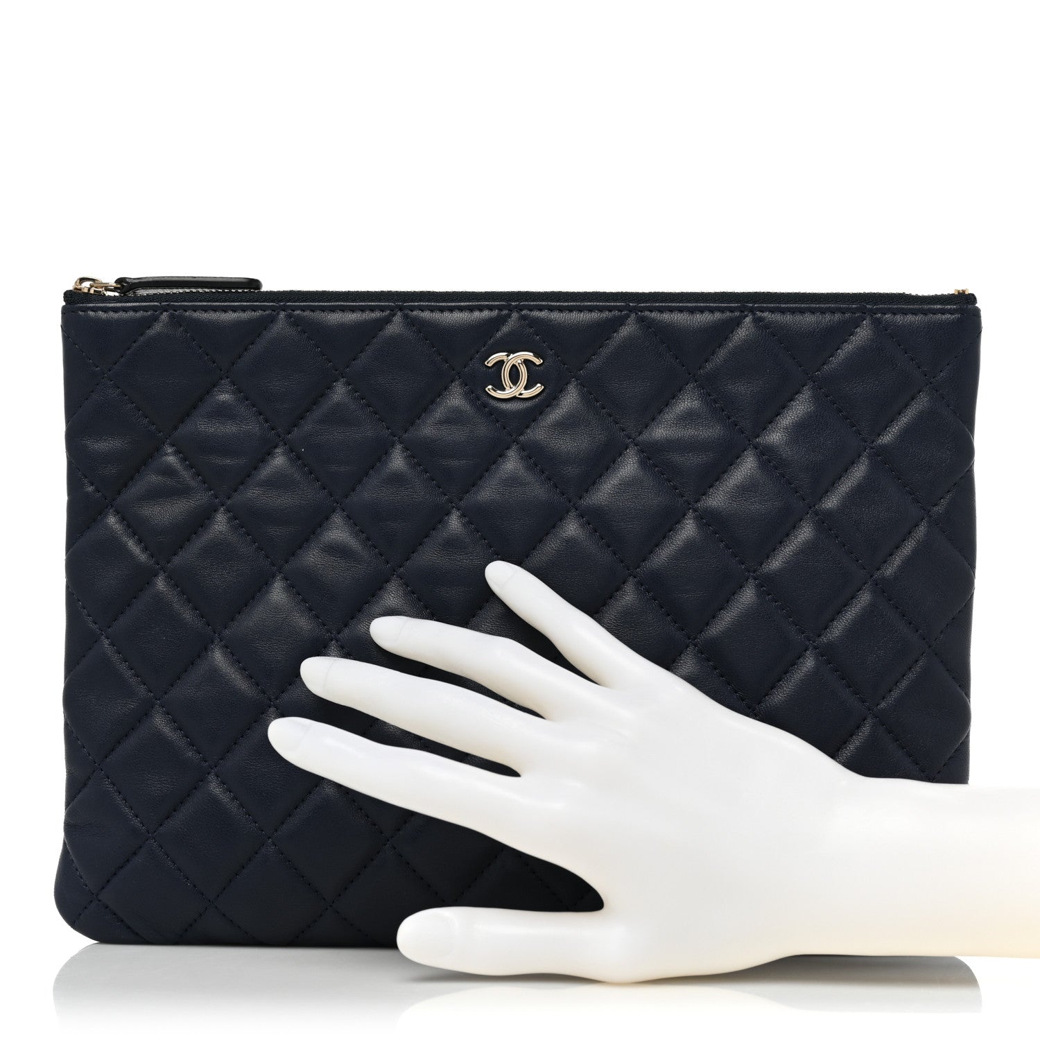 Chanel Lambskin Quilted Medium Cosmetic Case Navy 2 of 9