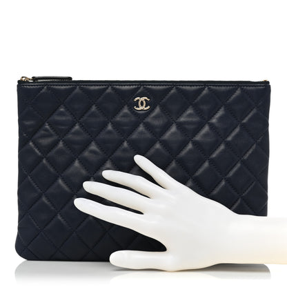 Chanel Lambskin Quilted Medium Cosmetic Case Navy 2 of 9