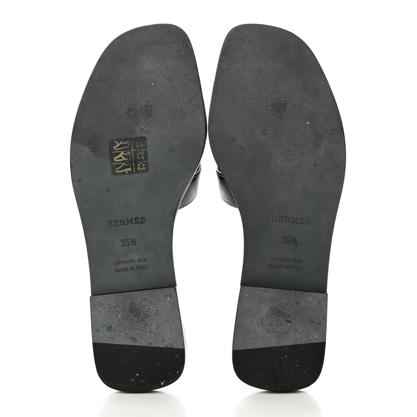 Box Calfskin Oran Sandals 35.5 Black