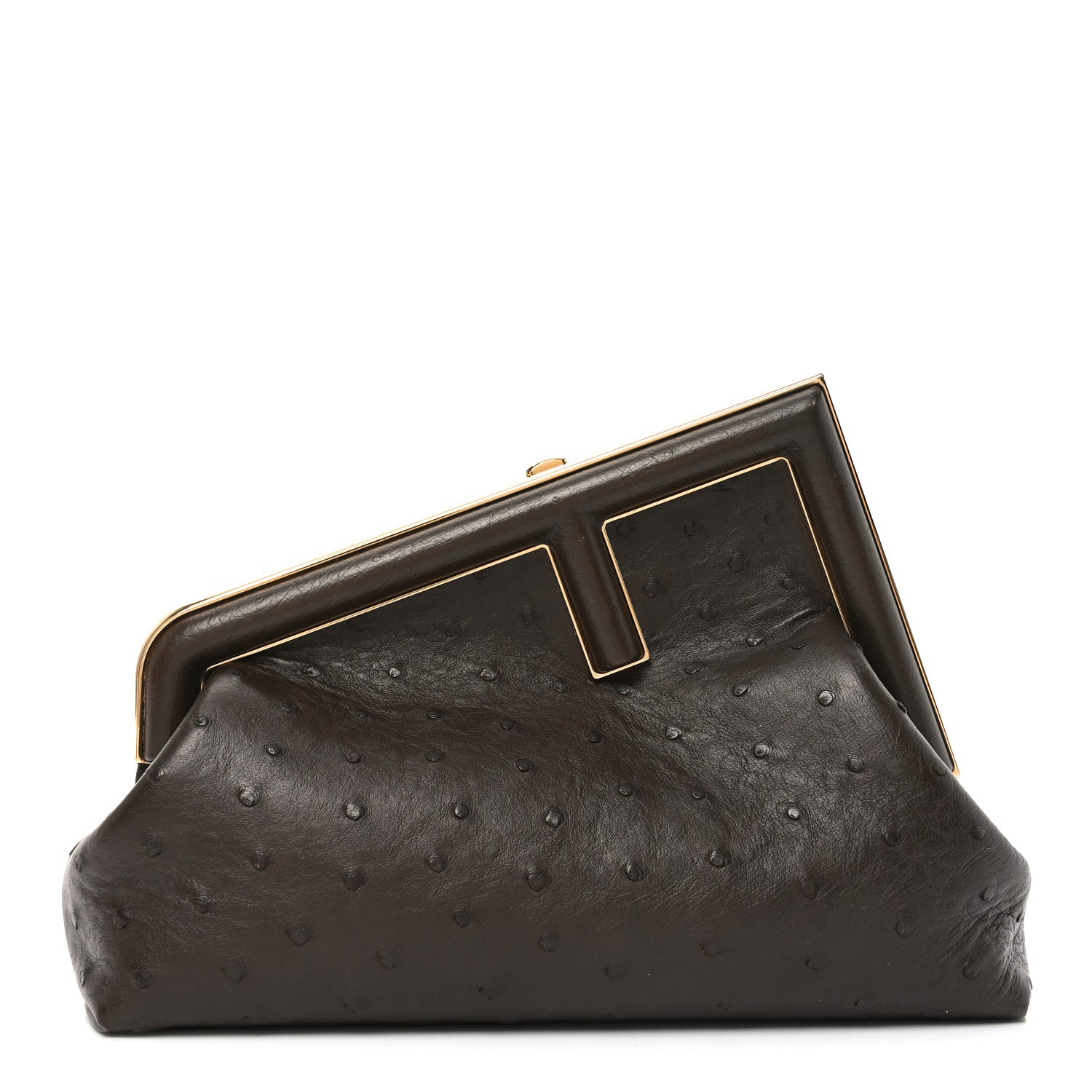 Fendi Ostrich Small Fendi First Dark Coffee 1 of 9