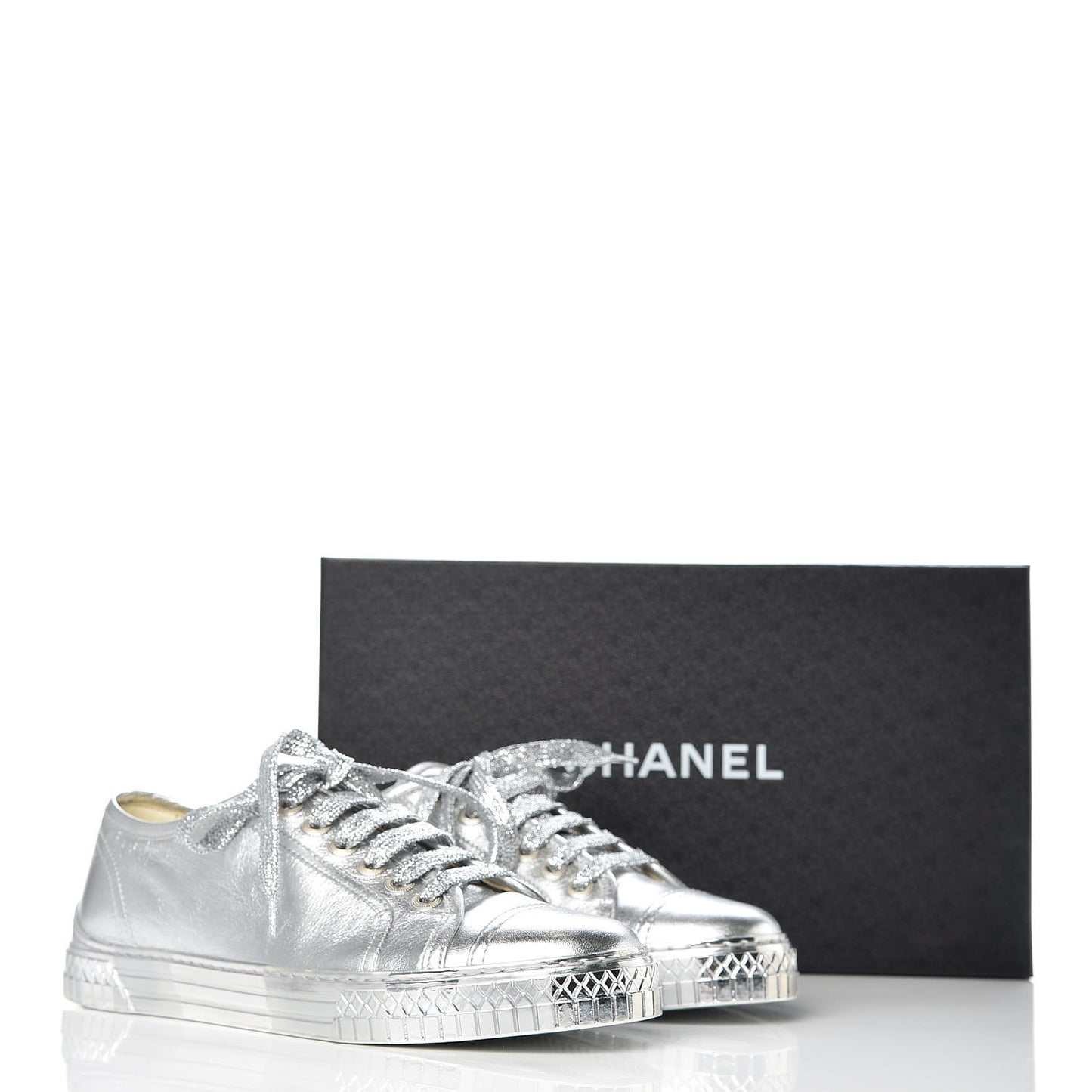 Laminated Lambskin Sneakers 40 Silver