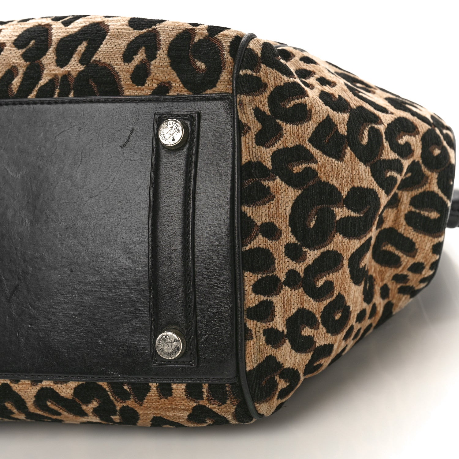 Louis Vuitton Jacquard Velvet Leopard Print Stephen Sprouse North South Bag Black 8 of 9