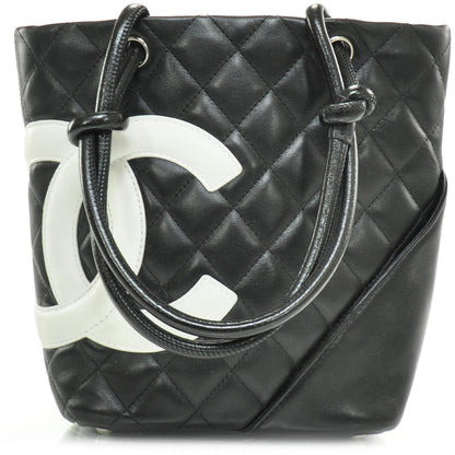 Chanel Calfskin Quilted Small Cambon Tote Black White 1 of 11