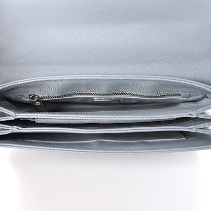 Prada Saffiano Lux Lock Flap Chain Shoulder Bag Lago 5 of 10