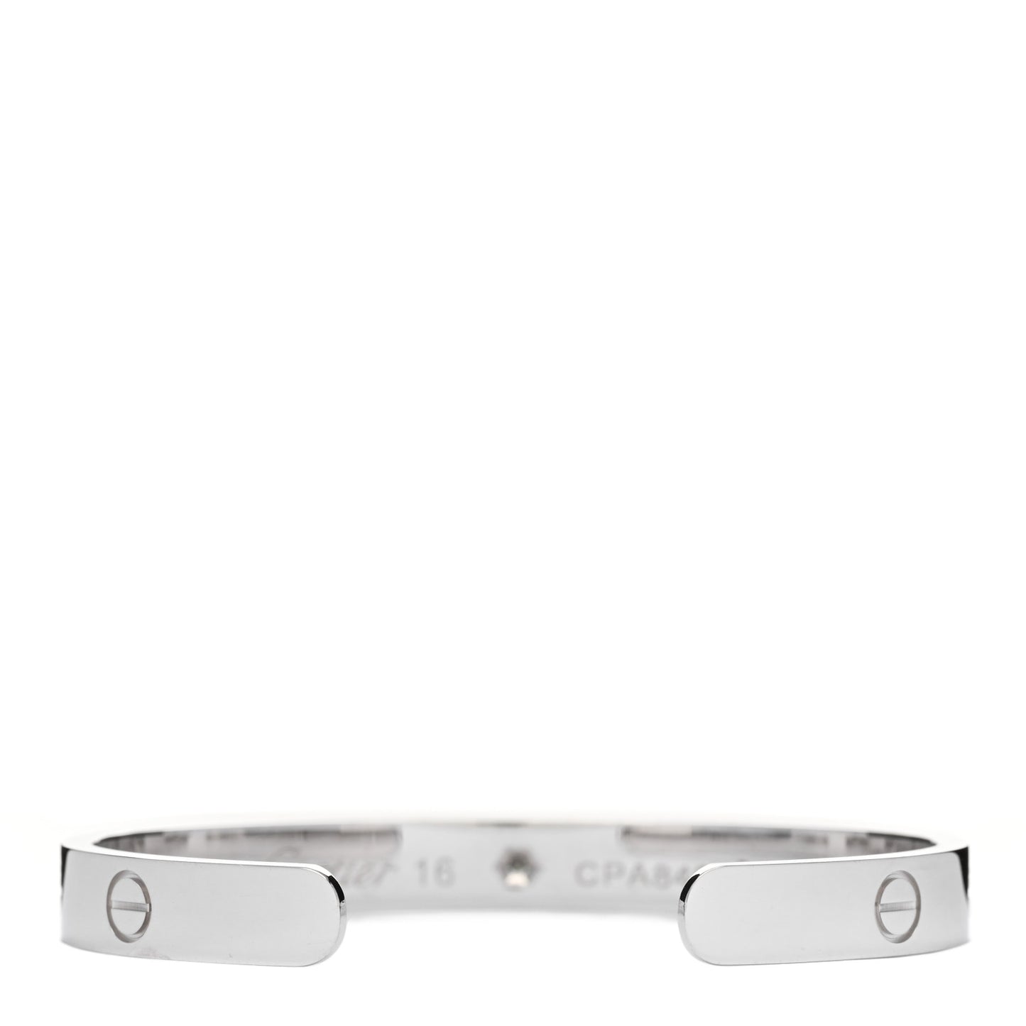 18K White Gold 1 Diamond LOVE Cuff Bracelet 16