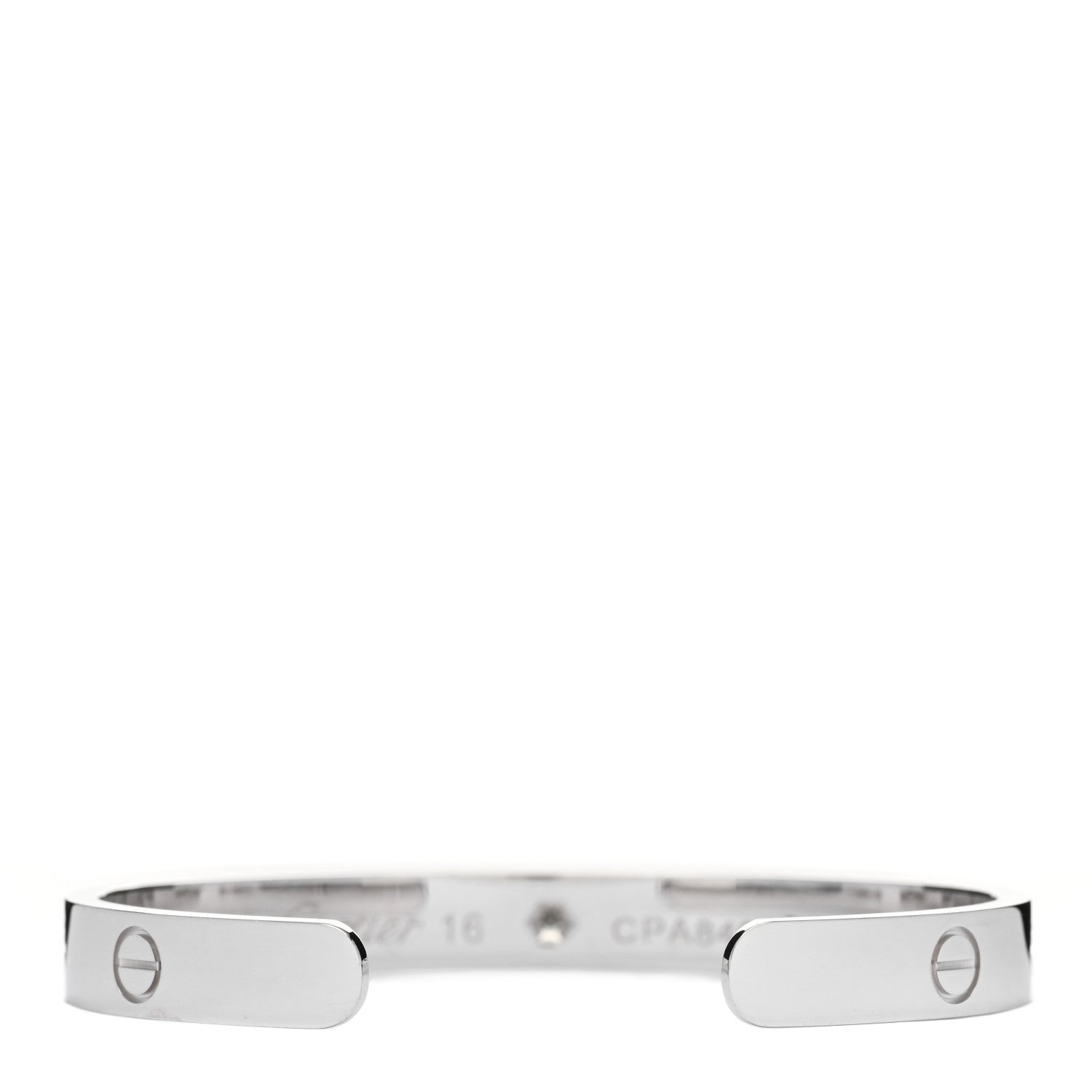 Cartier 18K White Gold 1 Diamond LOVE Cuff Bracelet 16 2 of 4