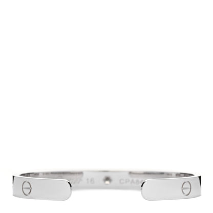 Cartier 18K White Gold 1 Diamond LOVE Cuff Bracelet 16 2 of 4