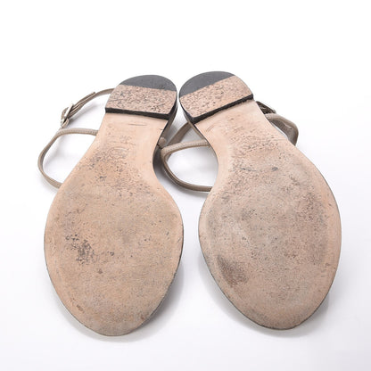 Chanel Lambskin Crystal CC Thong Sandals 38 Taupe 7 of 11