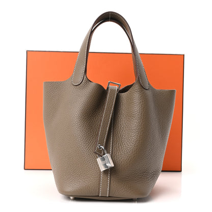 Hermes Taurillon Clemence Picotin Lock 18 PM Etoupe 10 of 10