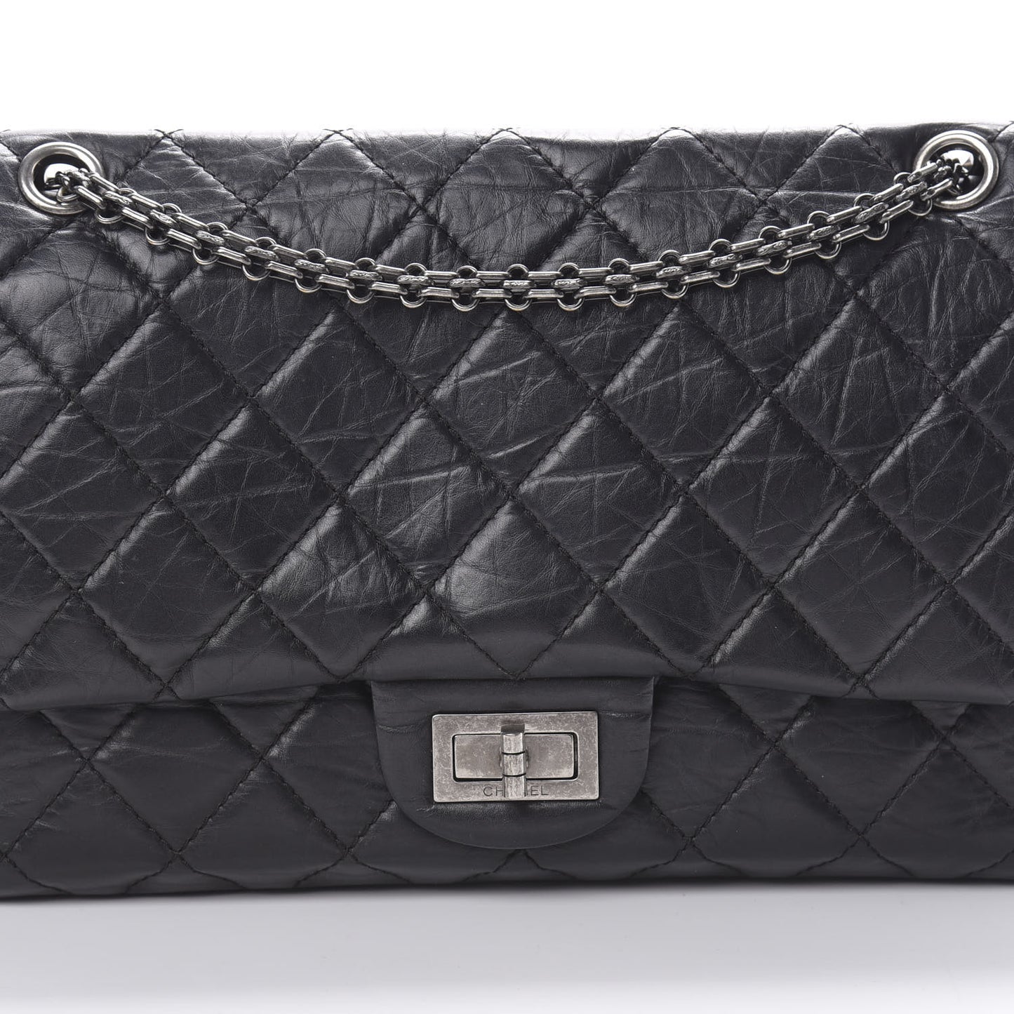 Aged Calfskin Quilted 2.55 Reissue 226 Flap Black