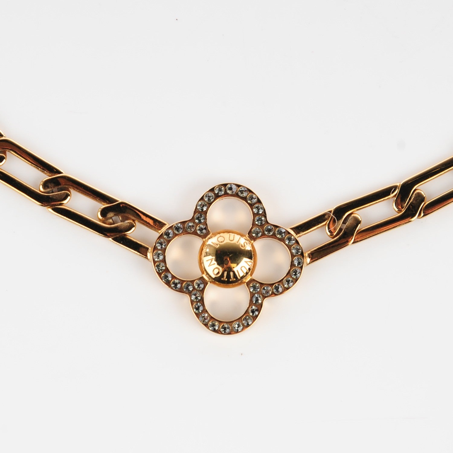 Louis Vuitton Swarovski Crystal Flower Power Necklace Gold 3 of 6