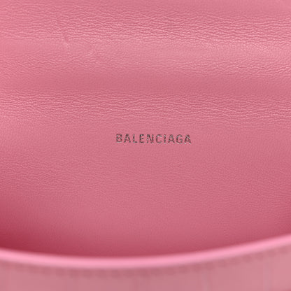 Balenciaga Shiny Calfskin Crocodile Embossed Hourglass Top Handle Bag XS Sweet Pink 6 of 13