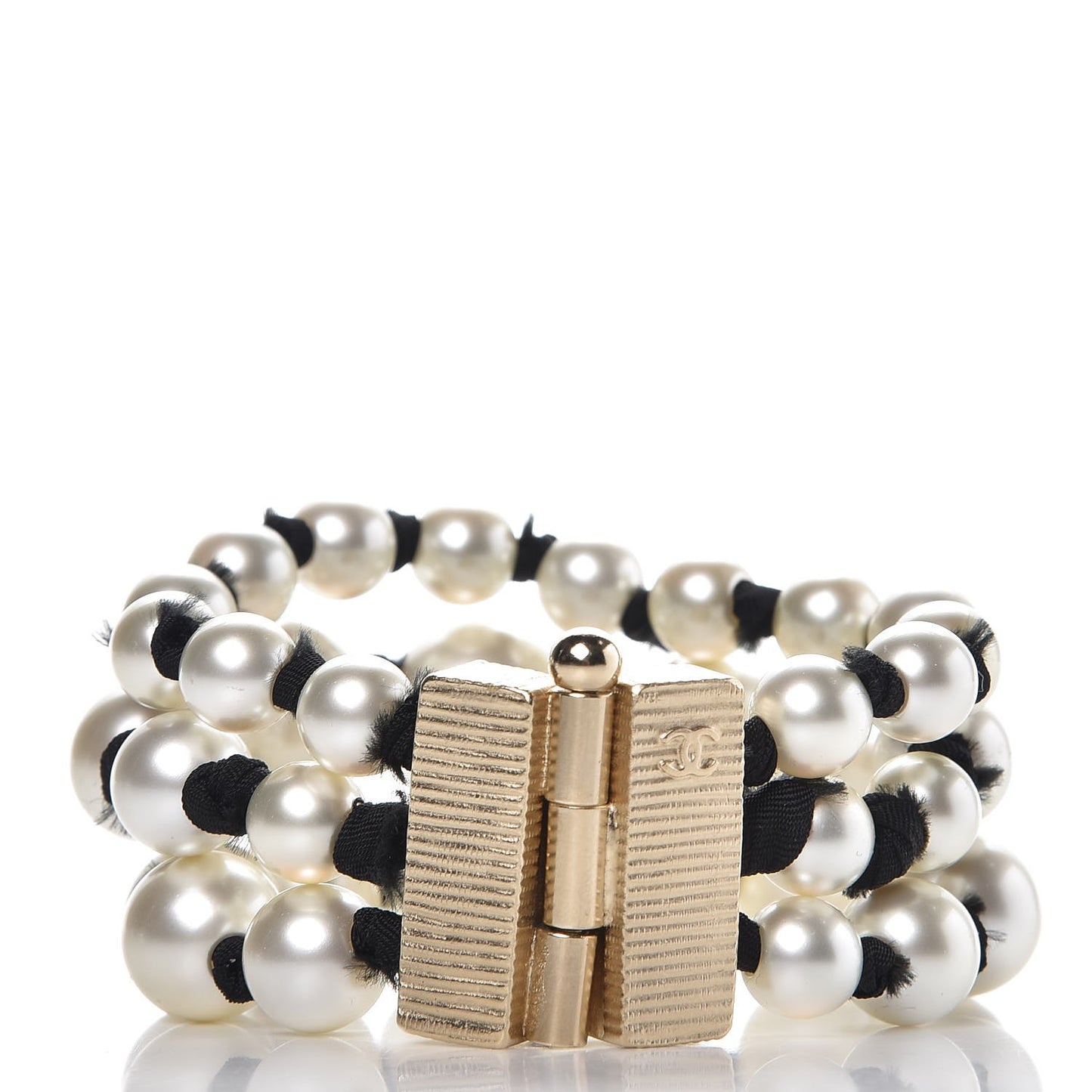 Pearl Ribbon Multi Strand Bracelet Gold