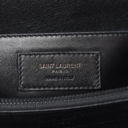 Saint Laurent Sheepskin Matelasse Chevron Monogram Monochrome Large College Satchel Black 8 of 11