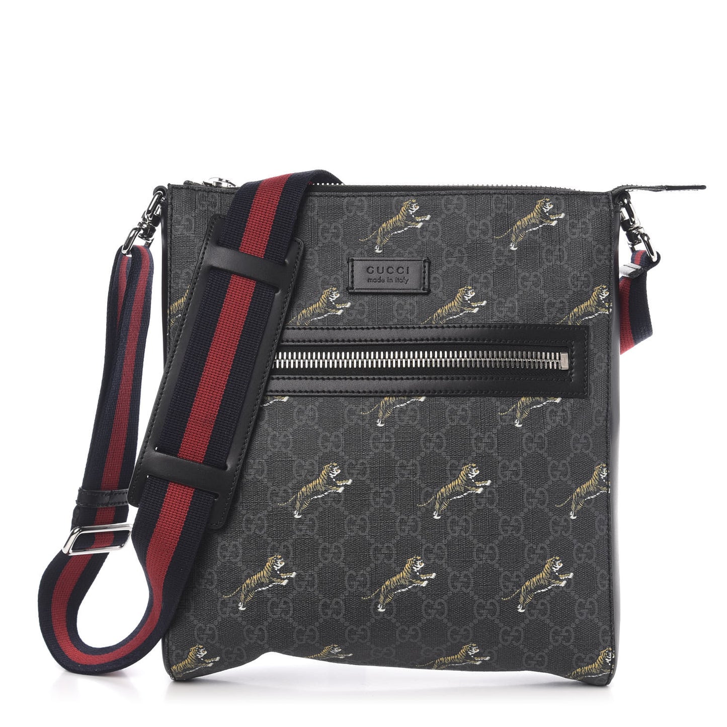 GG Supreme Monogram Tigers Web Messenger Bag Black Multicolor
