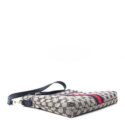 Gucci GG Supreme Monogram Web Flat Messenger Bag Navy 4 of 12