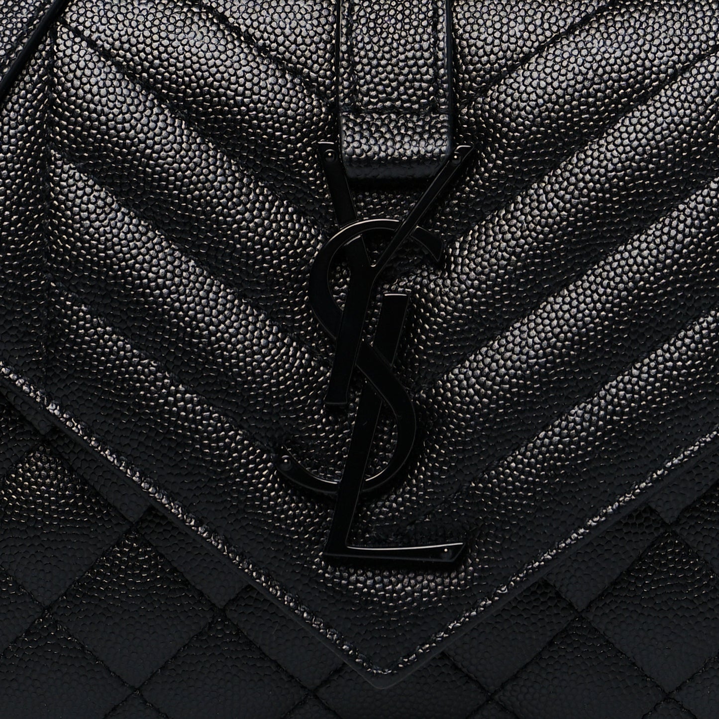 Grain De Poudre Textured Mixed Matelasse Triquilt Small Monogram Satchel Black