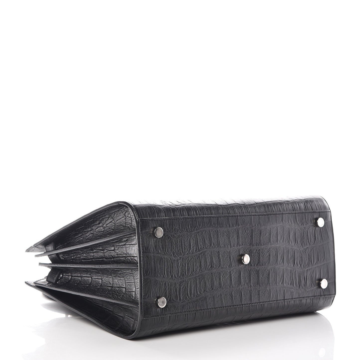 Calfskin Crocodile Embossed Small Sac de Jour Black