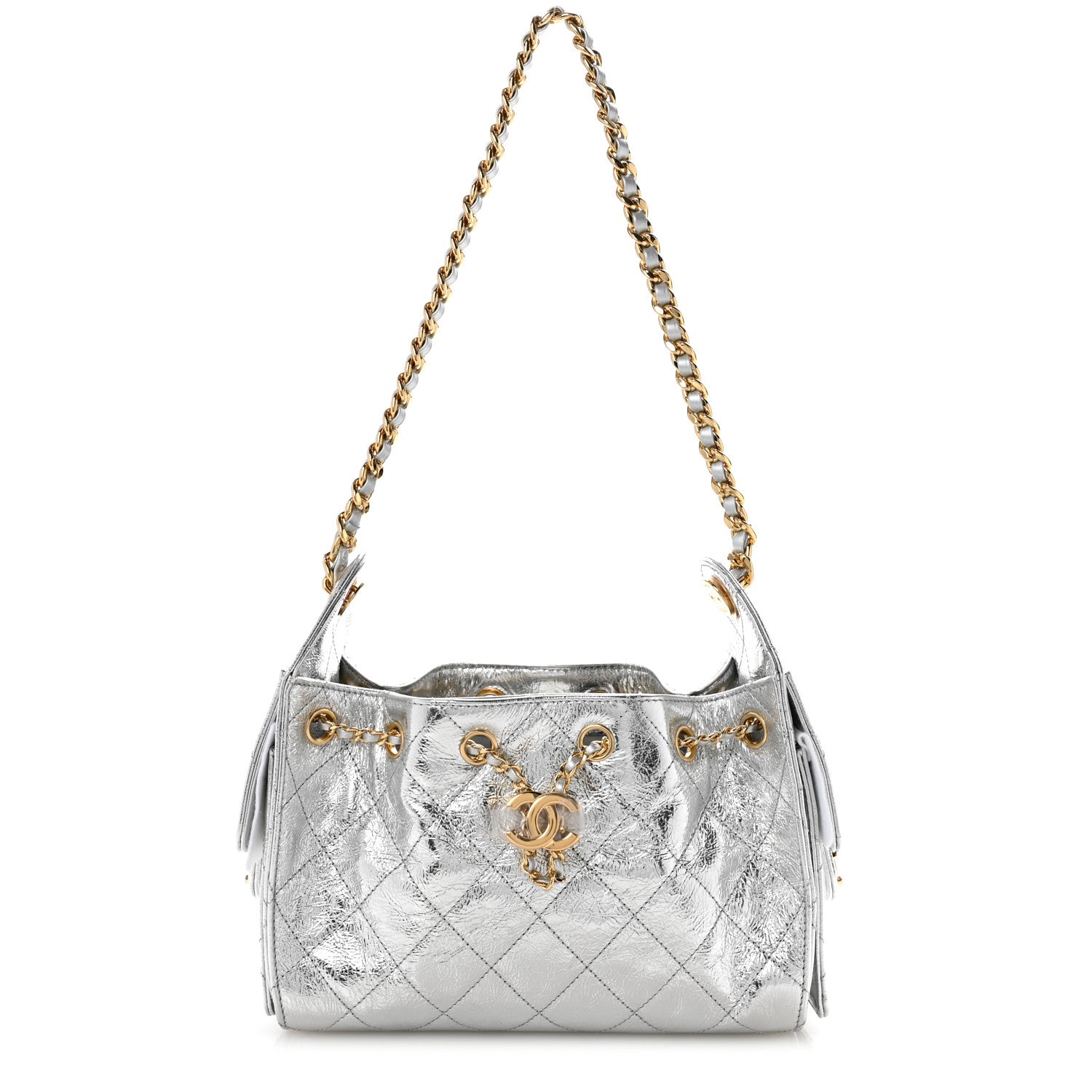 Chanel Metallic Aged Calfskin Quilted Mini Chanel 25 Handbag Silver 1 of 10
