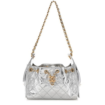 Chanel Metallic Aged Calfskin Quilted Mini Chanel 25 Handbag Silver 1 of 10