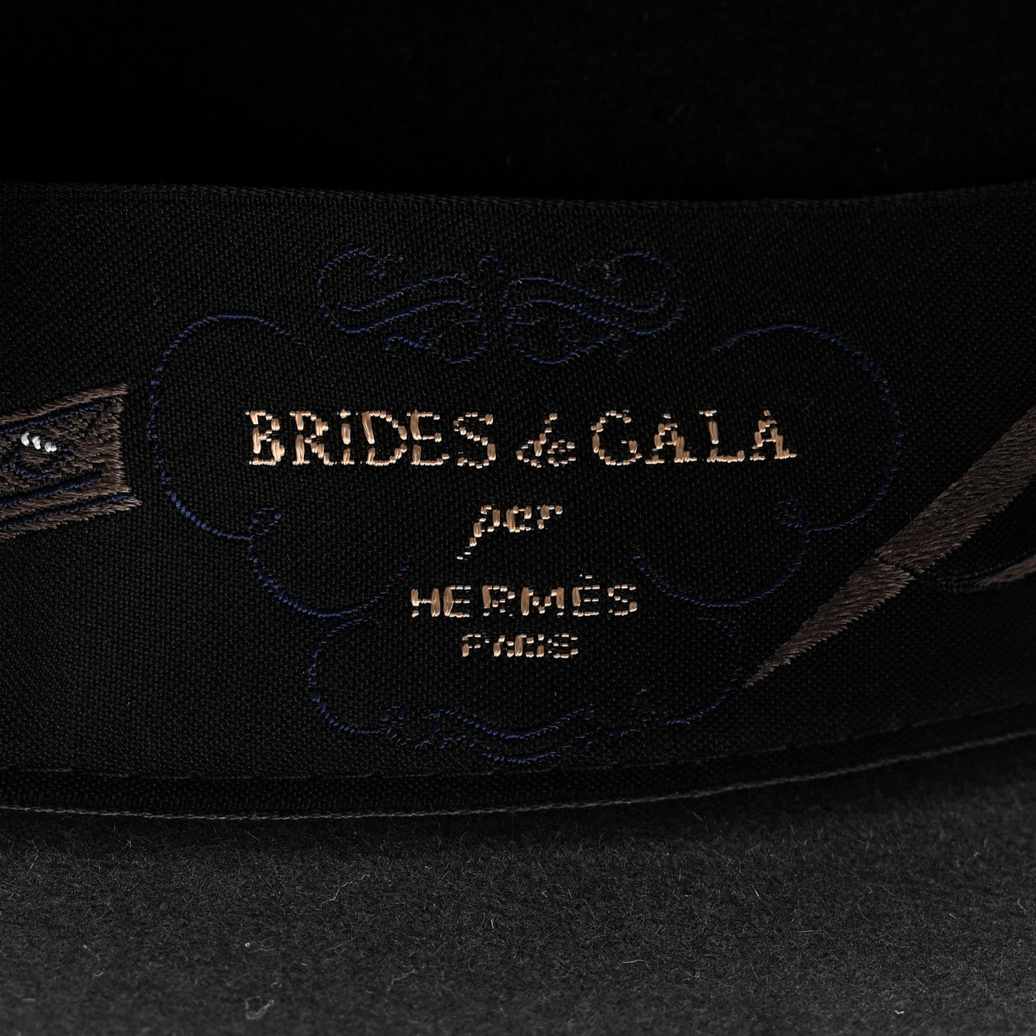 Hermes Rabbit Felt Faubourg Brides De Gala Hat 58 Black 1824156