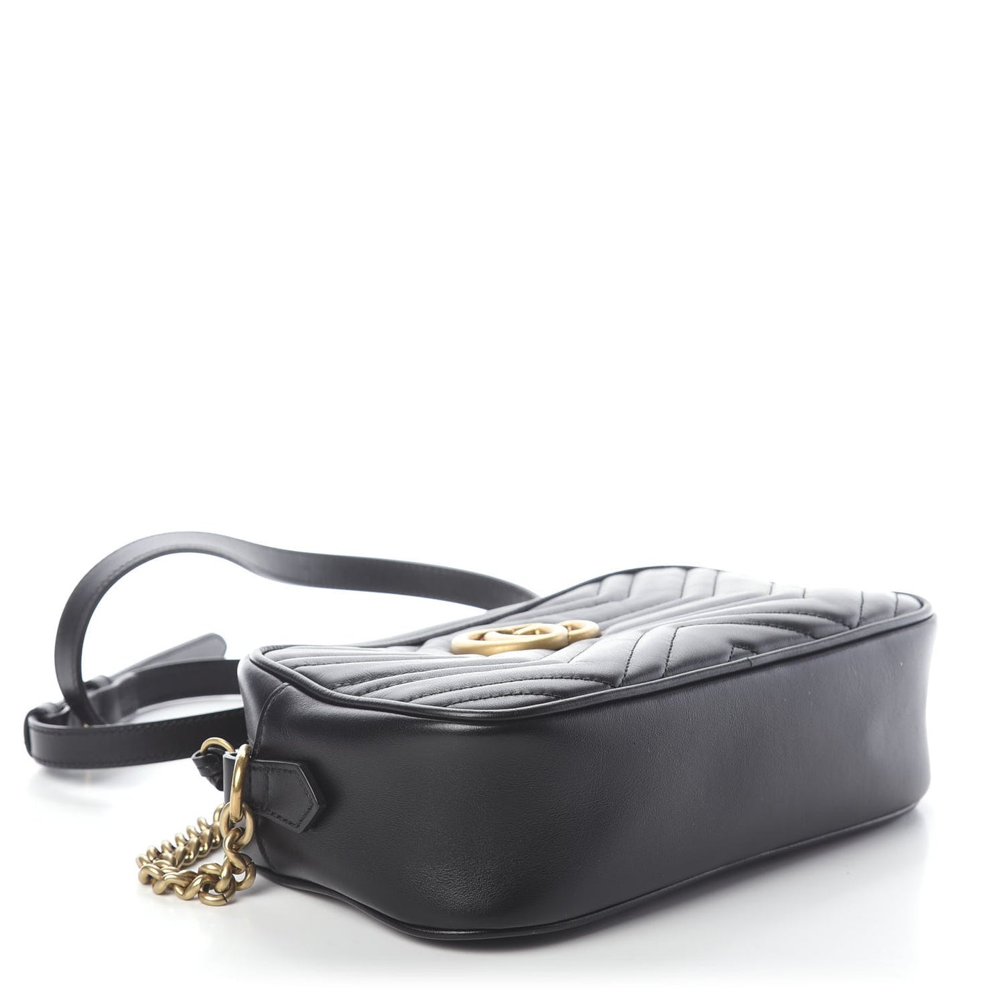 Calfskin Matelasse Small GG Marmont Chain Shoulder Bag Black