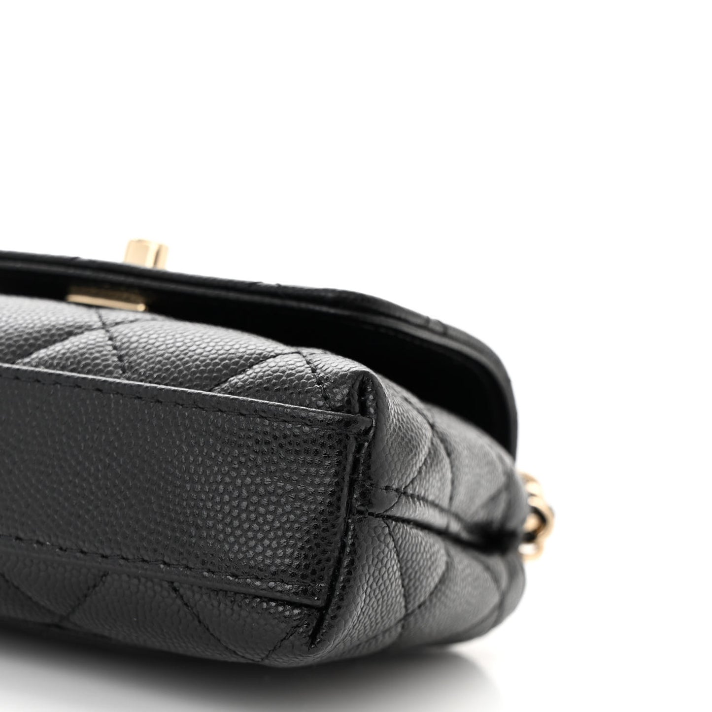 Caviar Quilted Nano Coco Handle Clutch With Chain Black