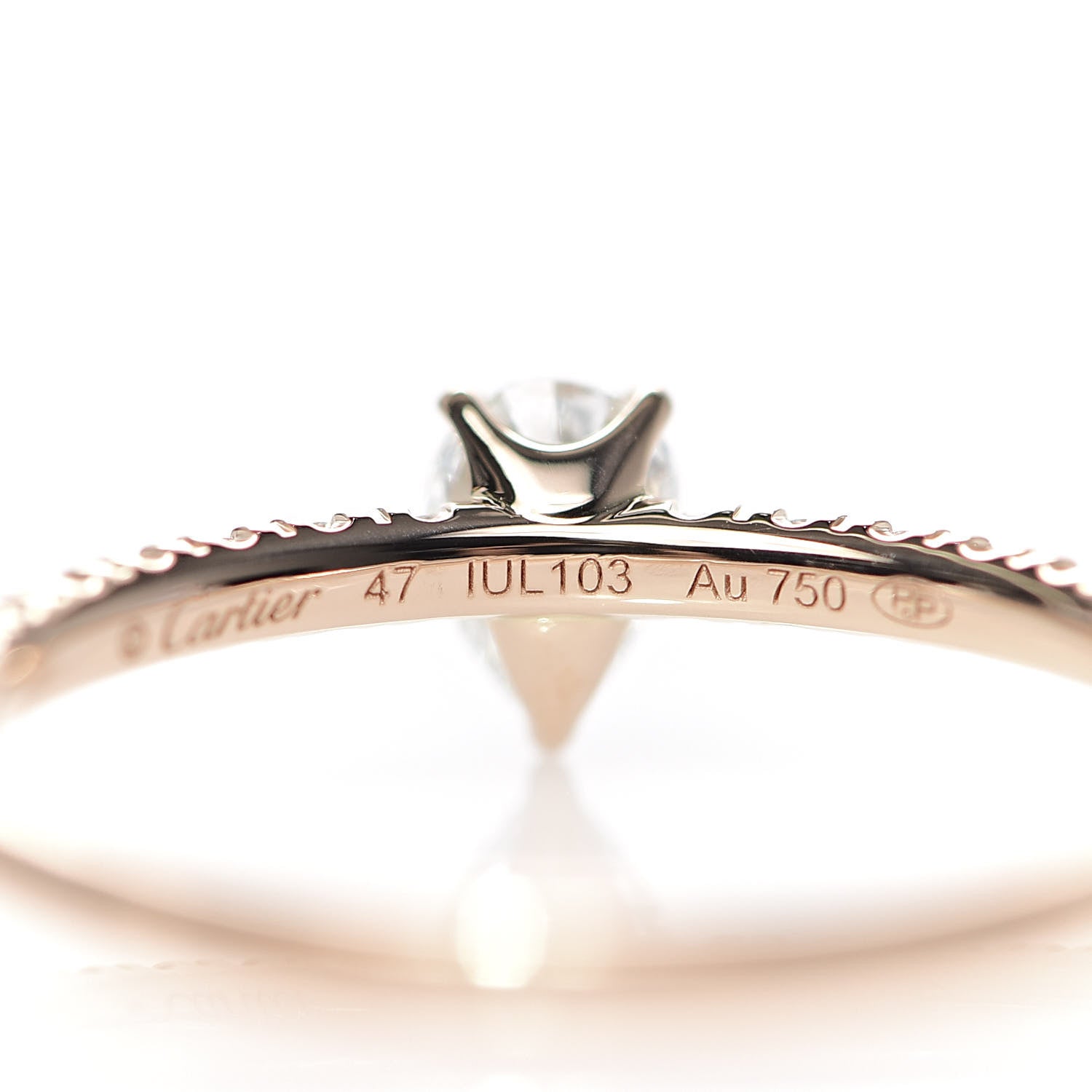 Cartier 18K Pink Gold Diamond Etincelle De Cartier Pear Cut Engagement Ring 47 4 5 of 6