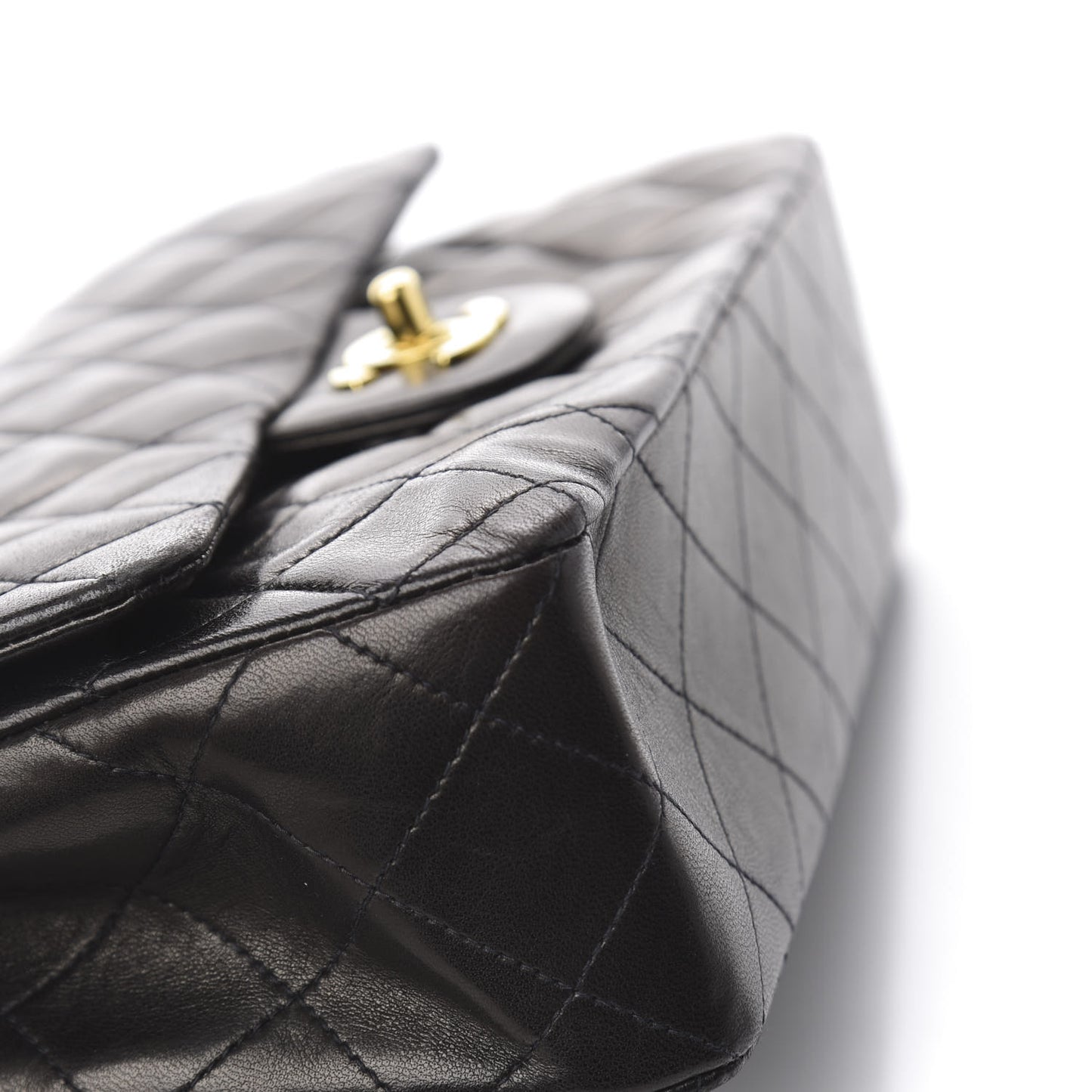 Lambskin Quilted Small Double Flap Black