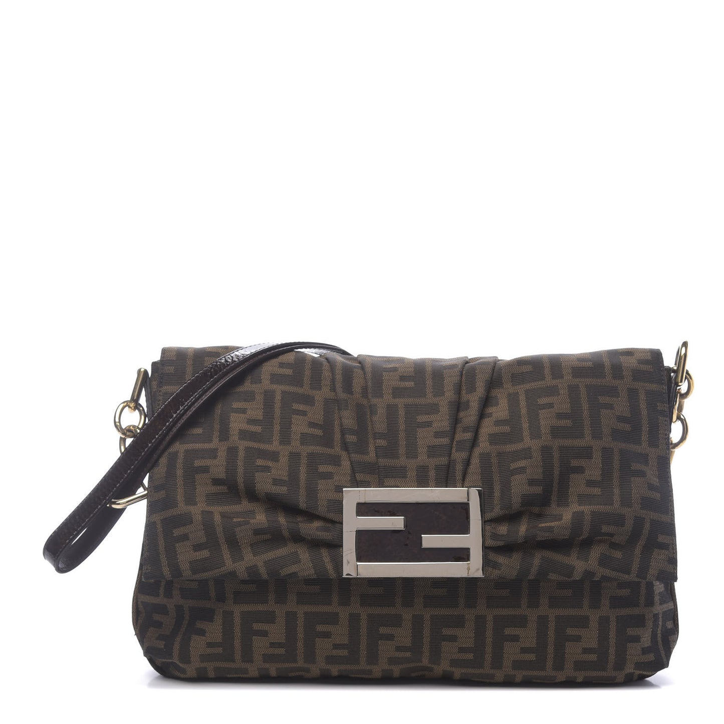 Zucca Patent Large Mia Shoulder Flap Tobacco