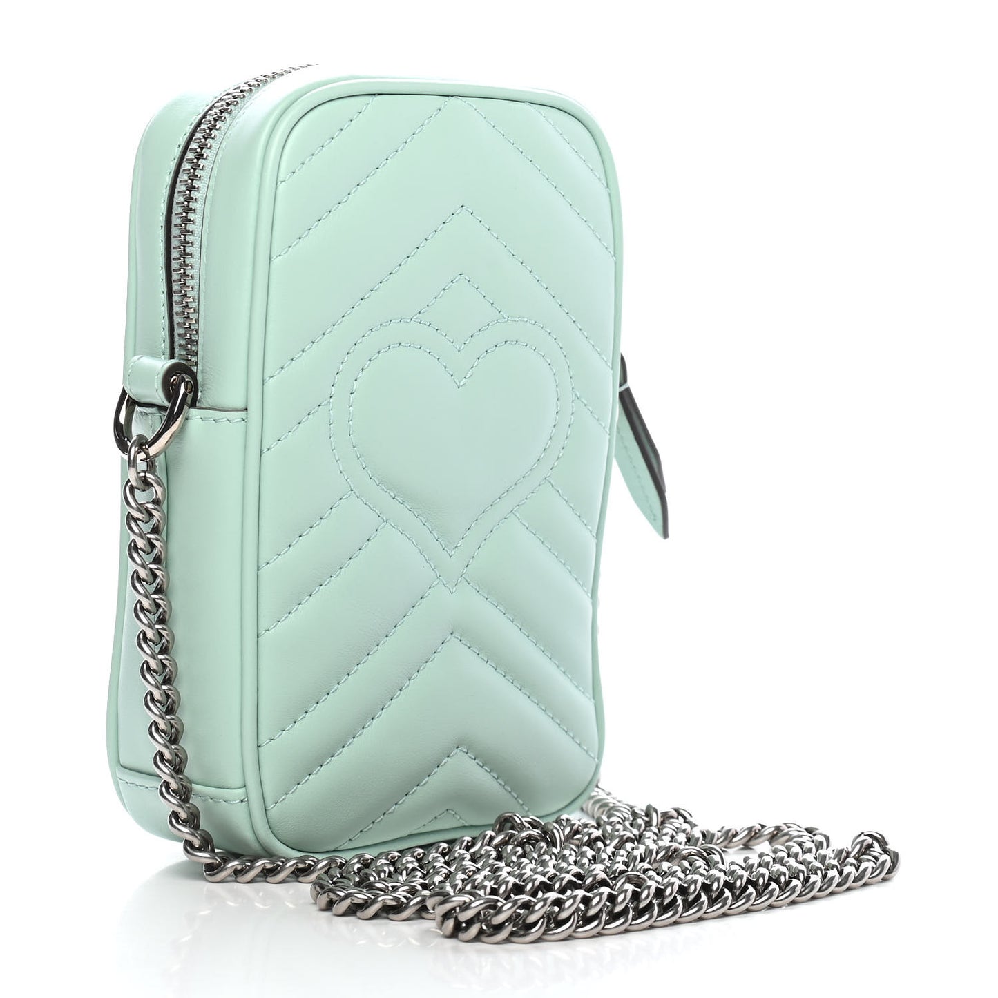 Calfskin Matelasse Mini GG Marmont Crossbody Bag Water Green