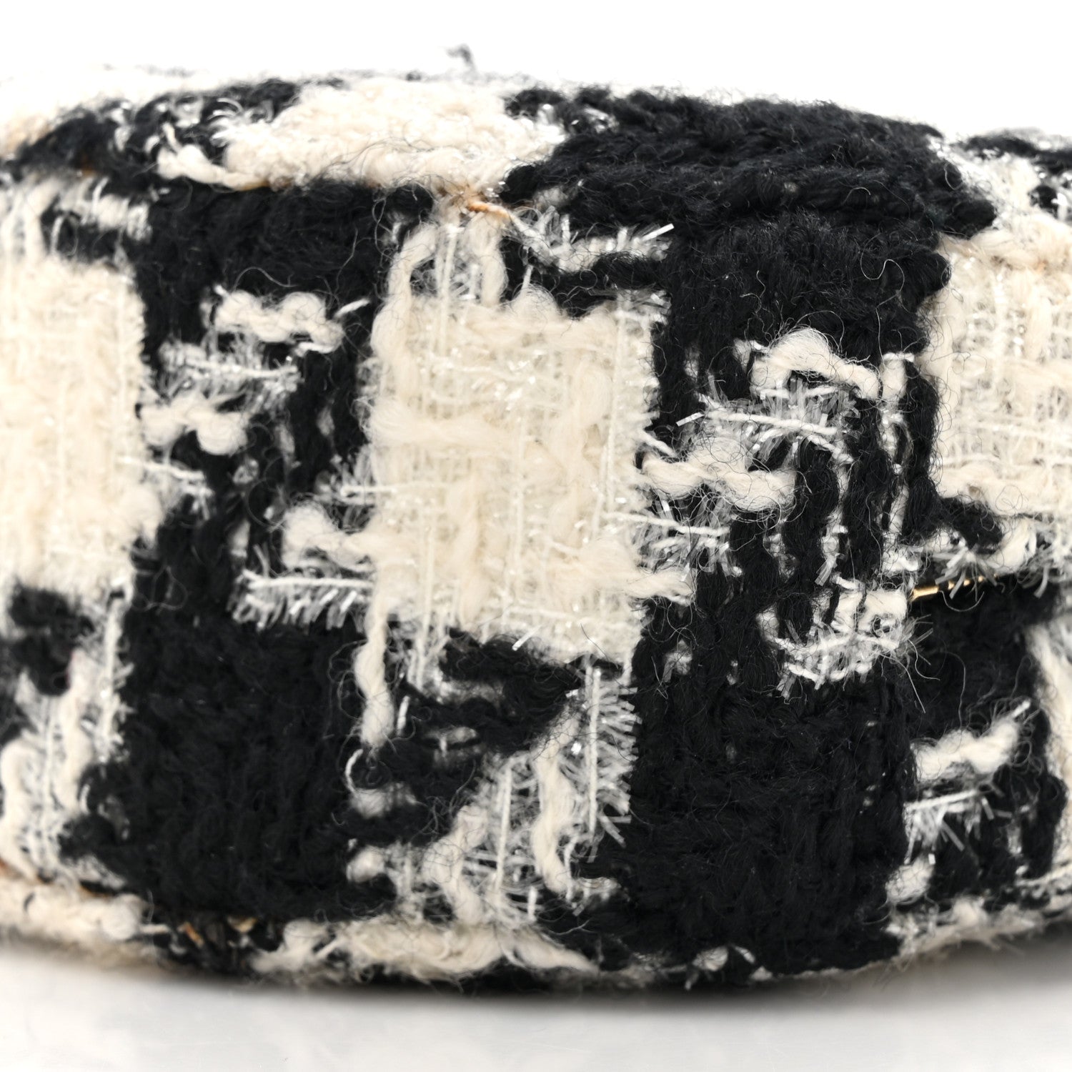 Chanel Wool Tweed Lambskin Quilted Chanel 19 Round Clutch With Chain and Coin Purse Black White 11 of 12