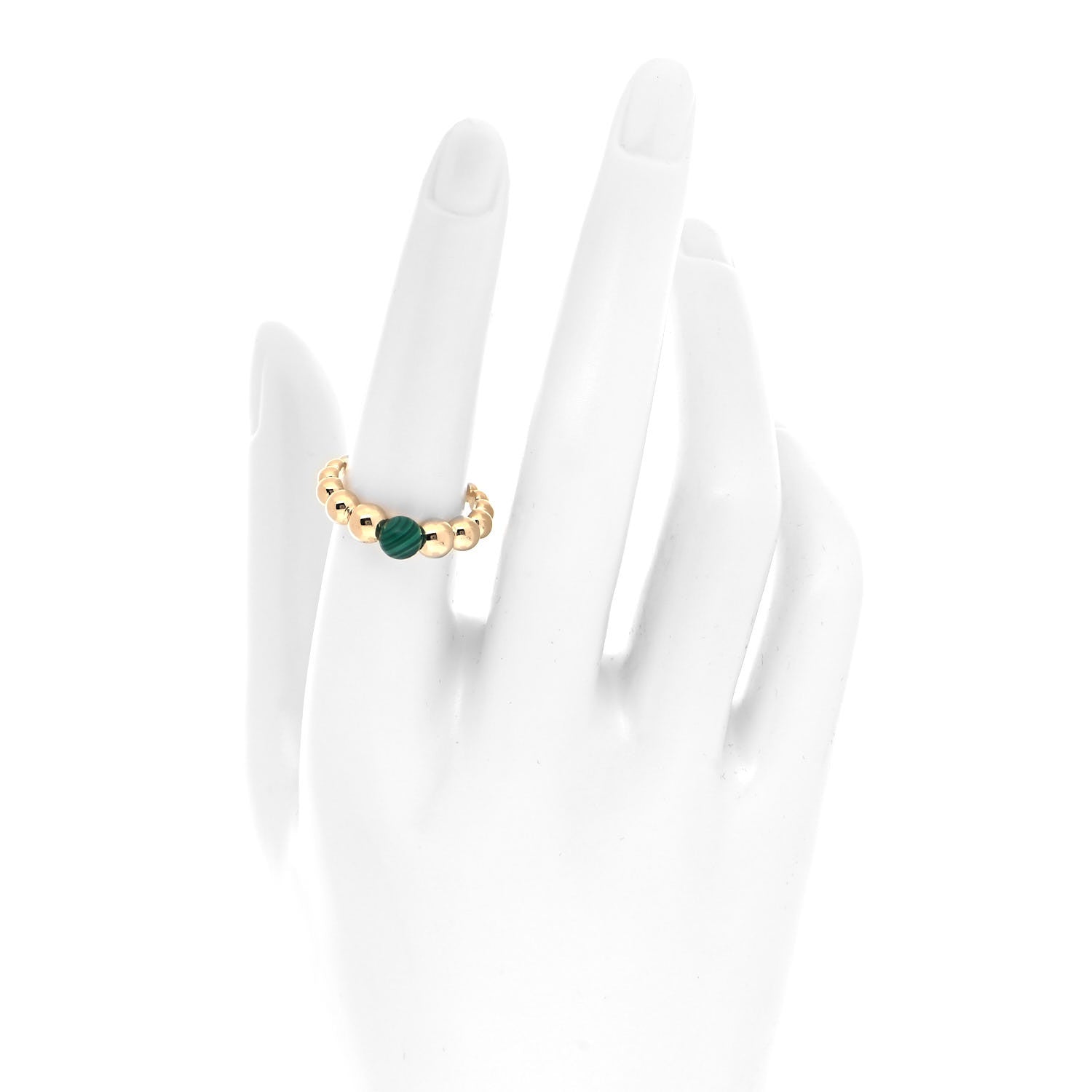 Van Cleef & Arpels 18K Yellow Gold Malachite Perlee Couleurs Variation Ring 55 7.25 2 of 5