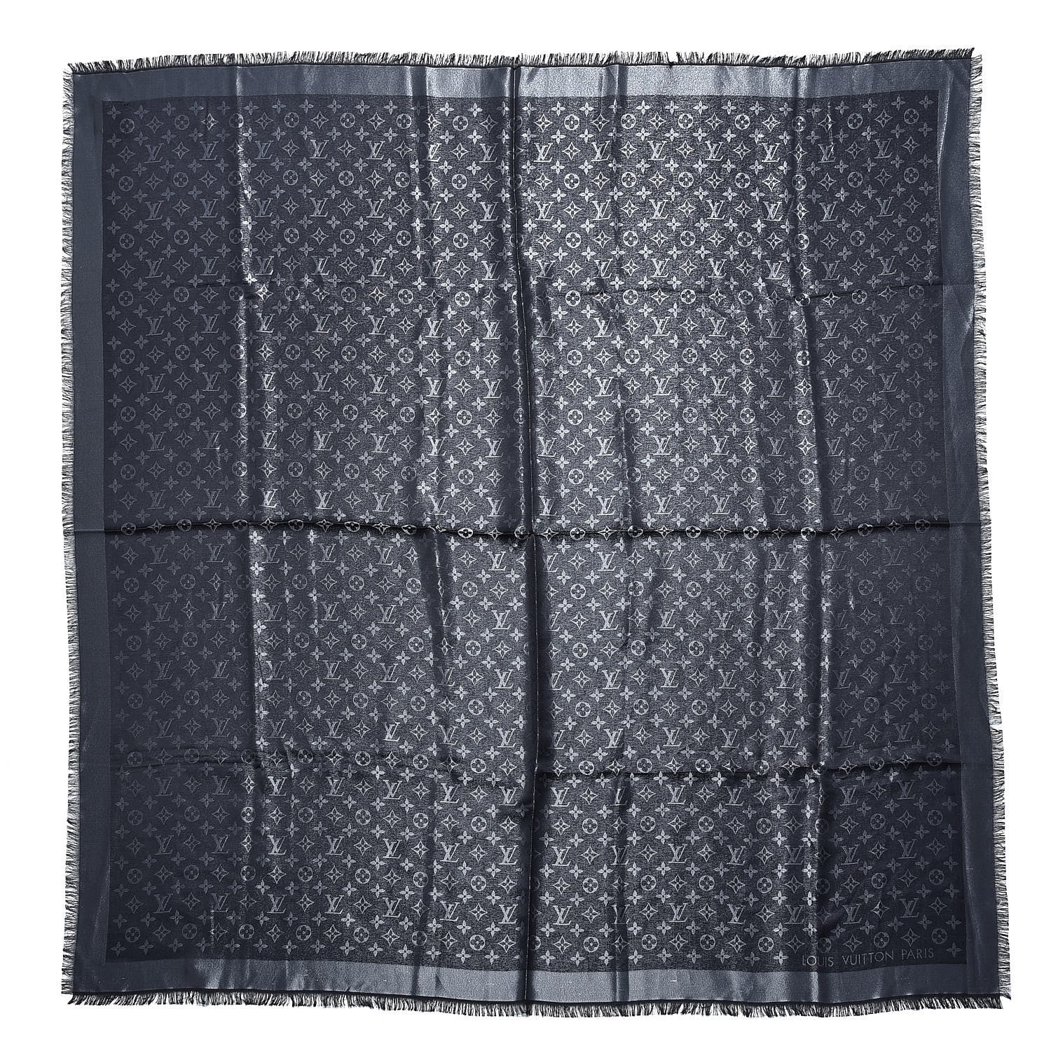 Louis Vuitton Silk Lurex Wool Monogram Shine Shawl Black 1 of 6