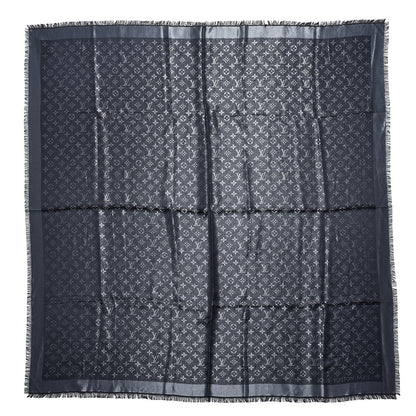 Louis Vuitton Silk Lurex Wool Monogram Shine Shawl Black 1 of 6