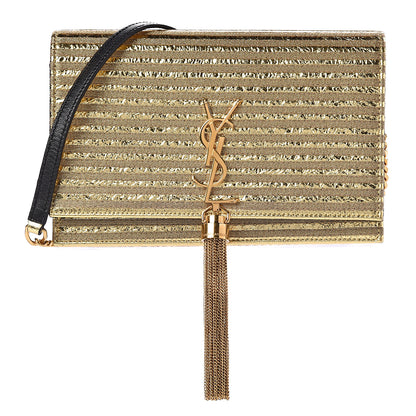 Saint Laurent Metallic Goatskin Lambskin Classic Monogram Kate Tassel Chain Wallet Gold 1 of 8